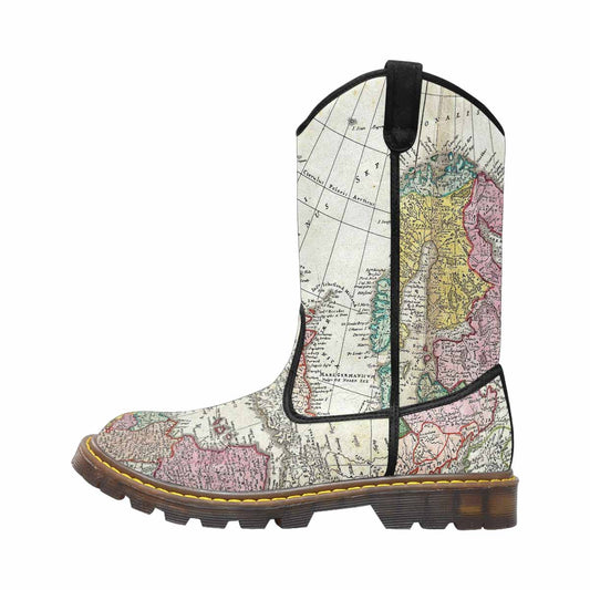 Antique Map design womens western lumber boots, Design 30