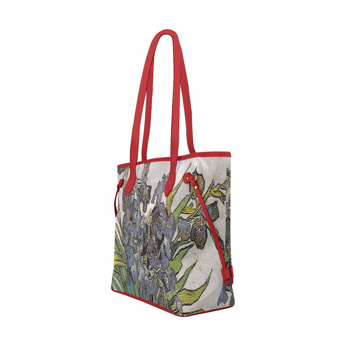 Vintage Floral Handbag, Classic Handbag, Mod 1695361 Design 08, RED TRIM