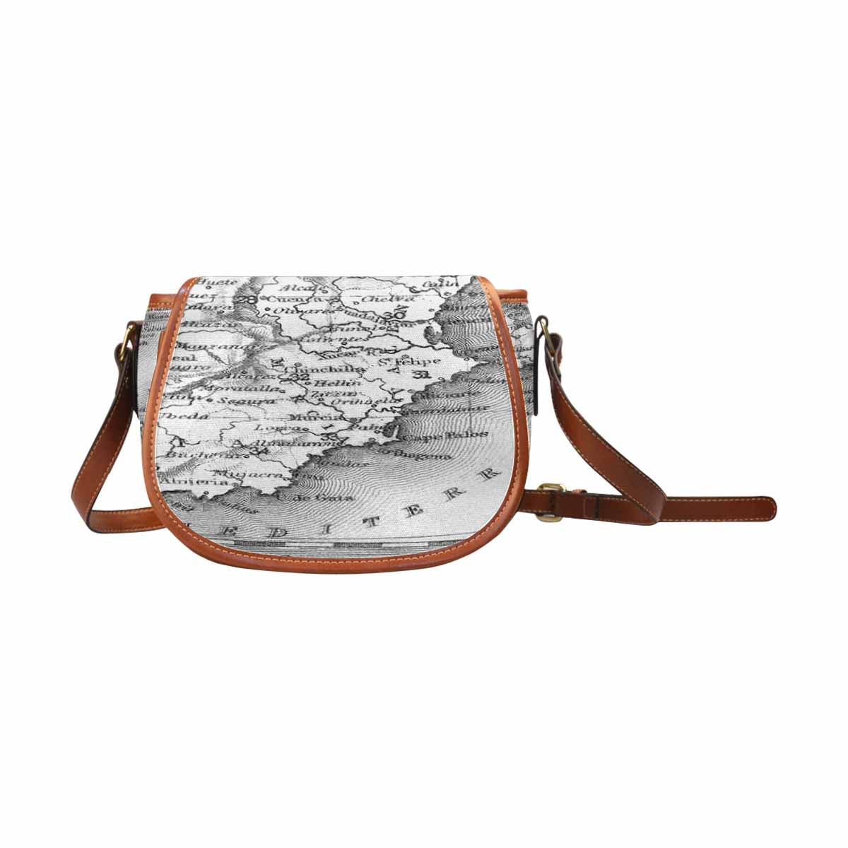 Antique Map design Handbag, saddle bag, Design 14