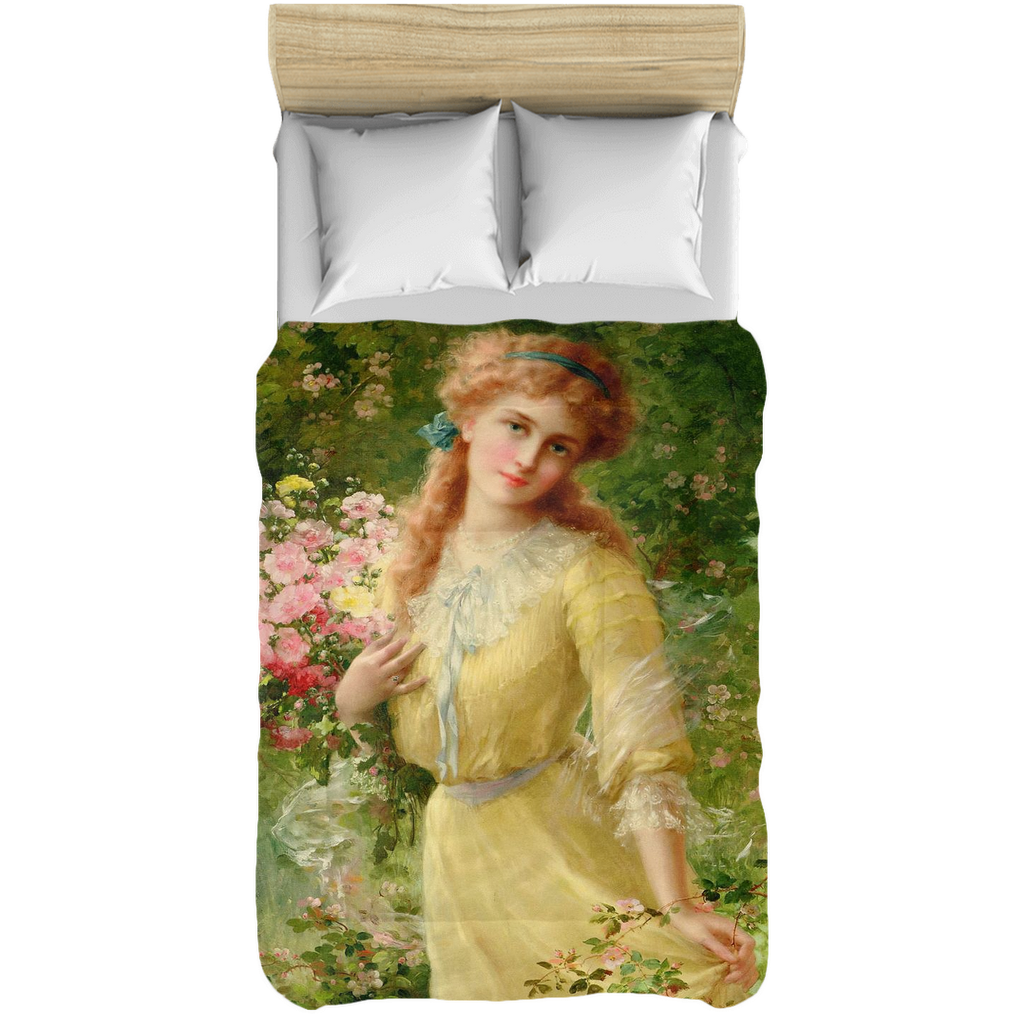 Victorian lady design comforter, twin, twin XL, queen or king, Portrait of a Girl