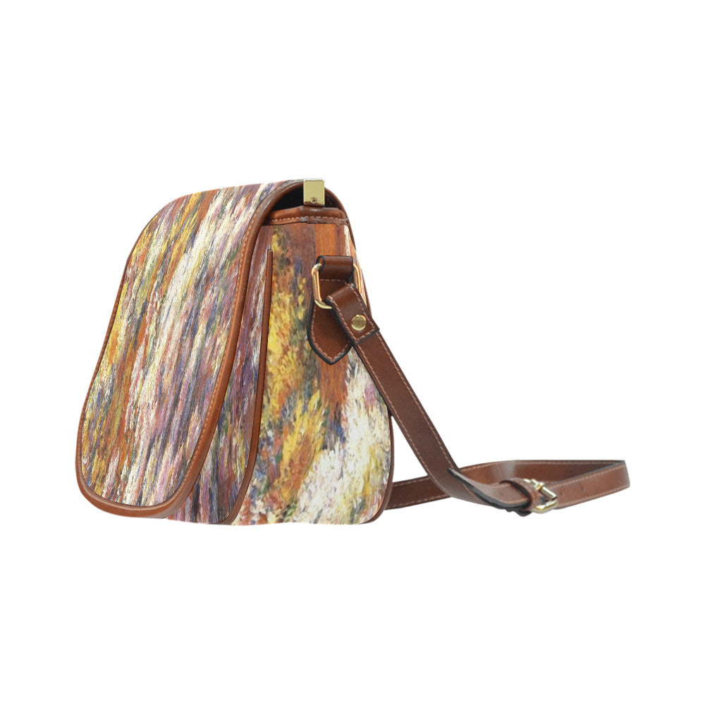 Vintage floral handbag, Design 57 Model 1695341 Saddle Bag/Large (Model 1649)