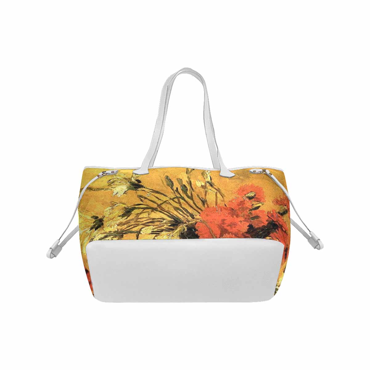 Vintage Floral Handbag Classic Handbag, Mod 1695361 Design 61, WHITE TRIM