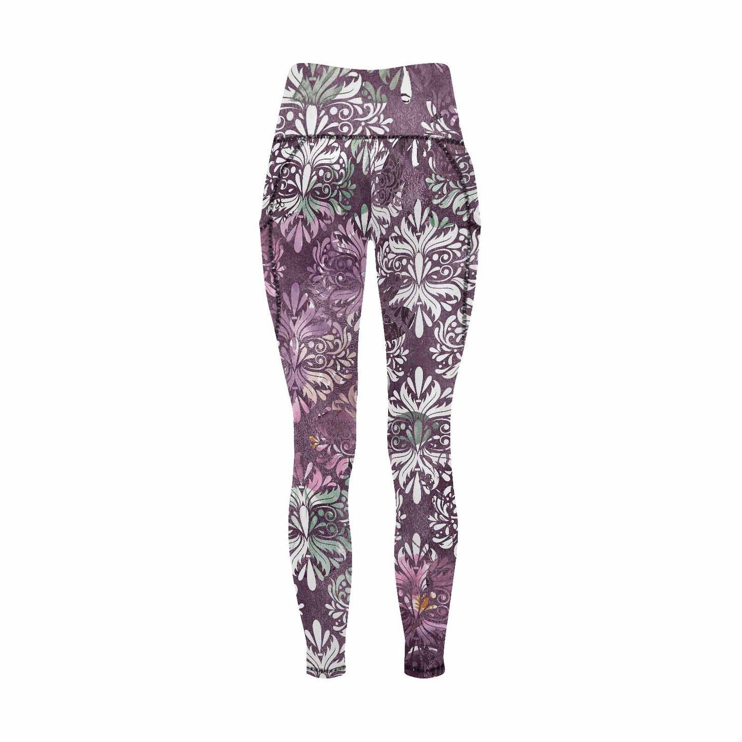 Floral 2, active wear leggings, outside surge, design 46