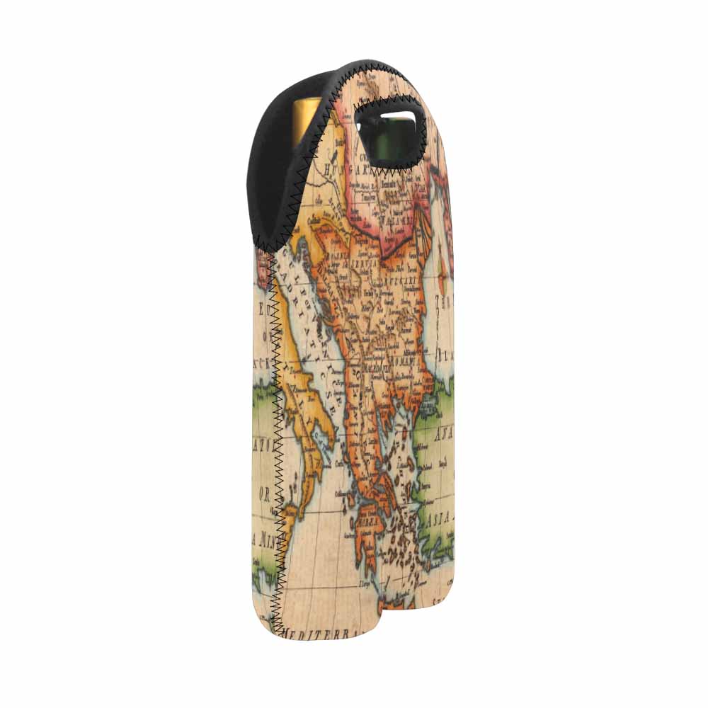 2 Bottle Antique map wine bag,Design 22