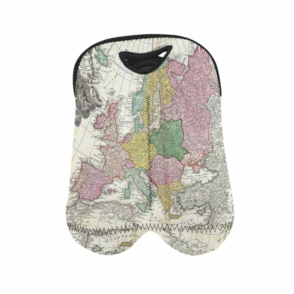 2 Bottle Antique map wine bag,Design 30