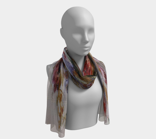 Vintage floral RECTANGLE satin charmeuse scarf, Design 12