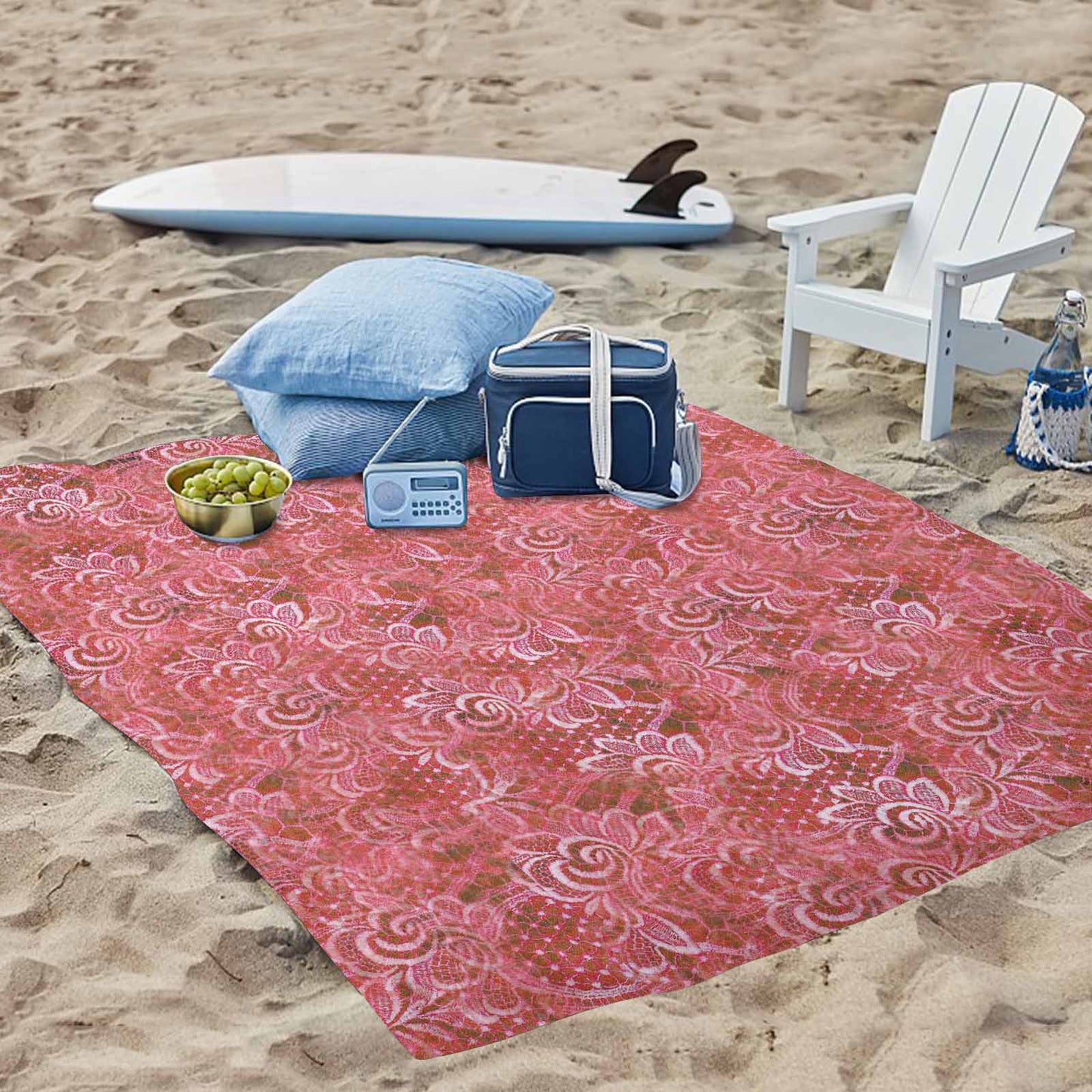 Victorian lace print waterproof picnic mat, 69 x 55in, design 33