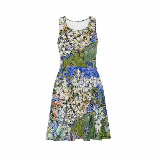 Vintage floral short summer flare dress,  XS to 3XL plus size, model D09534 Design 04
