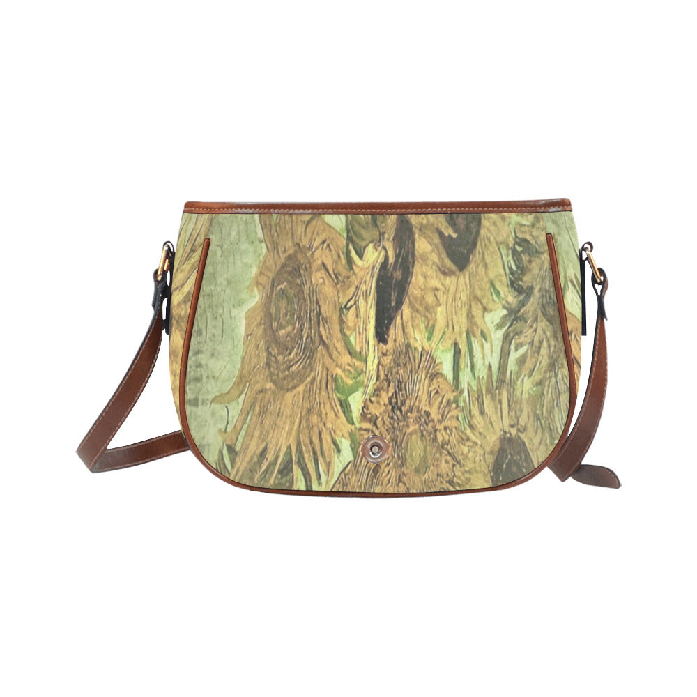 Vintage floral handbag, Design 48x Model 1695341 Saddle Bag/Large (Model 1649)
