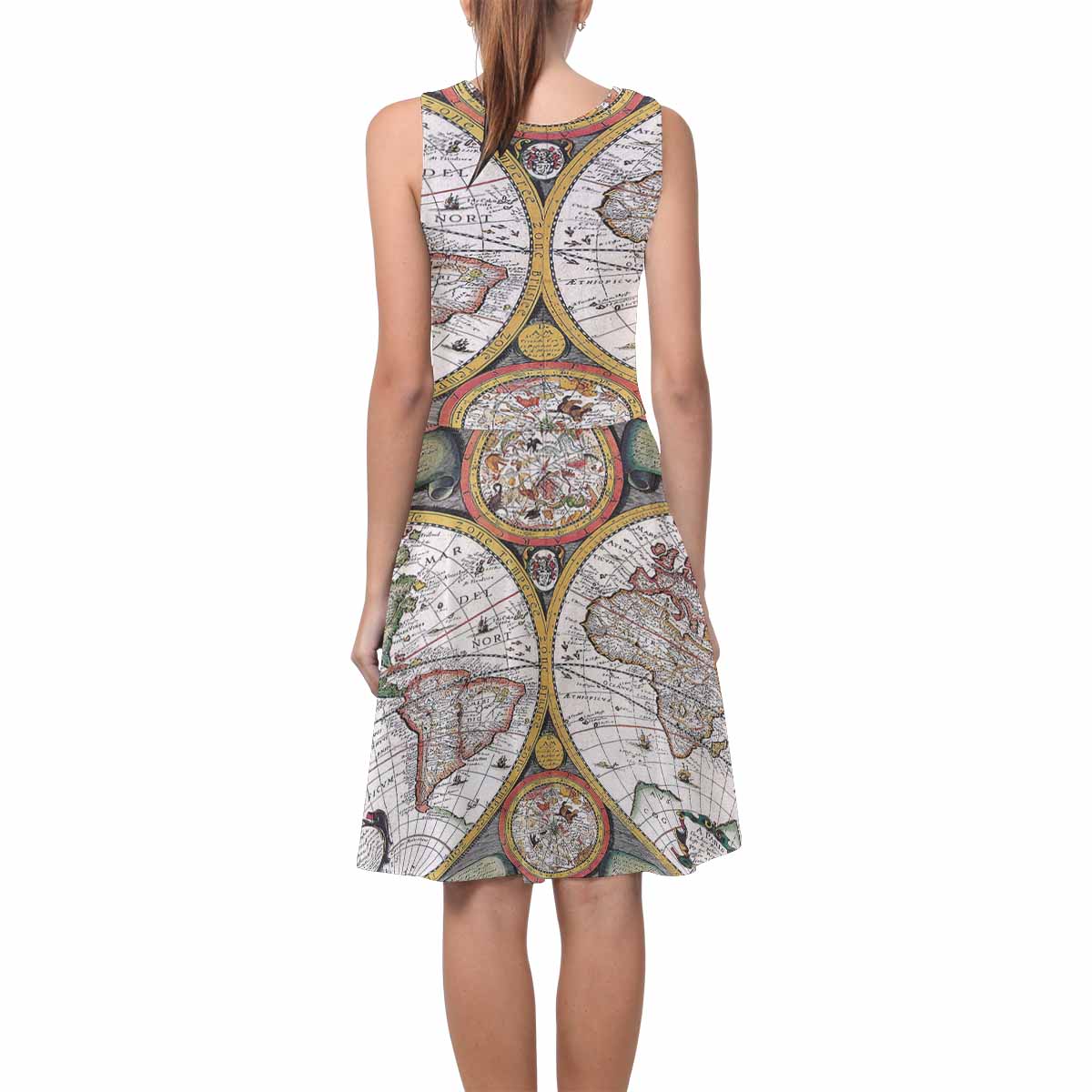 Antique Map casual summer dress, MODEL 09534, design 25
