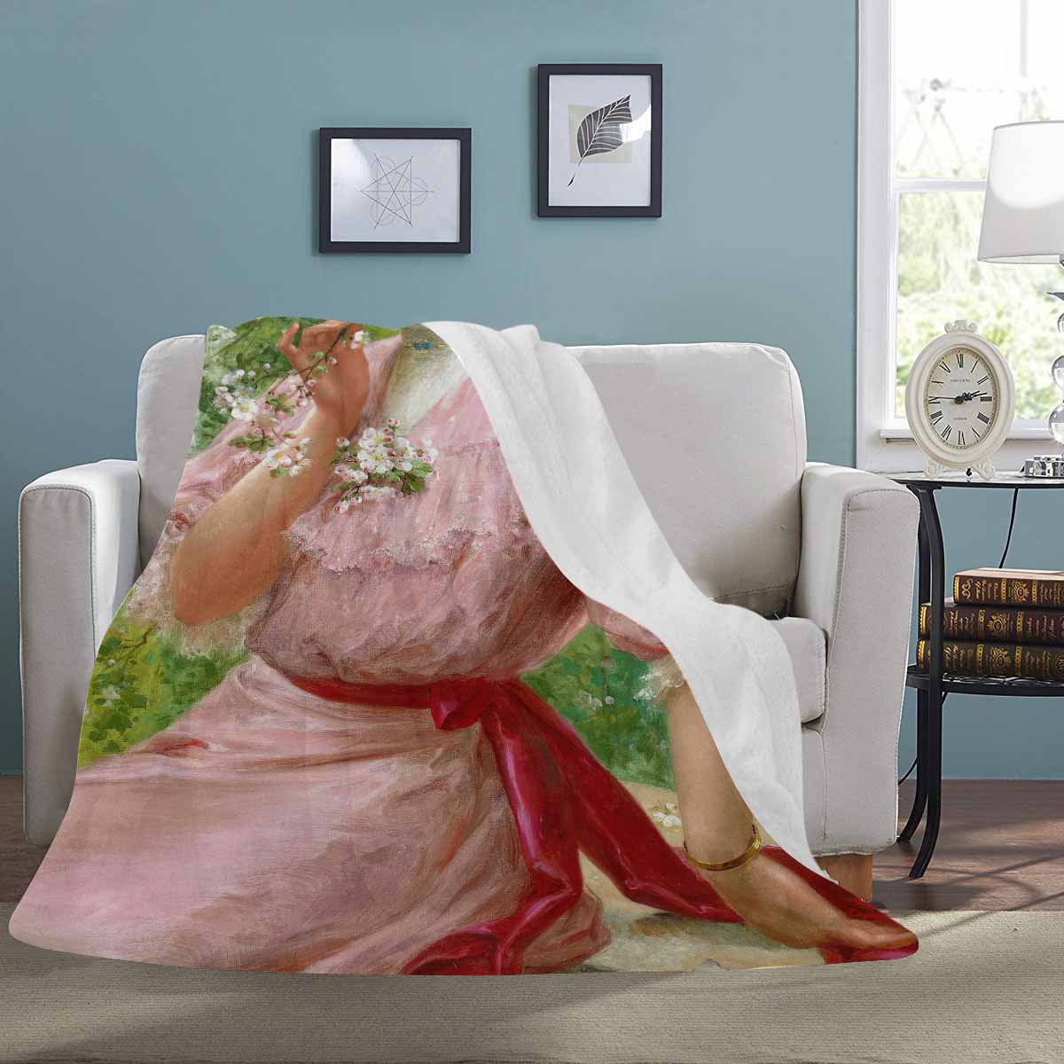 Victorian Lady Design BLANKET, LARGE 60 in x 80 in, Pretty In Pink