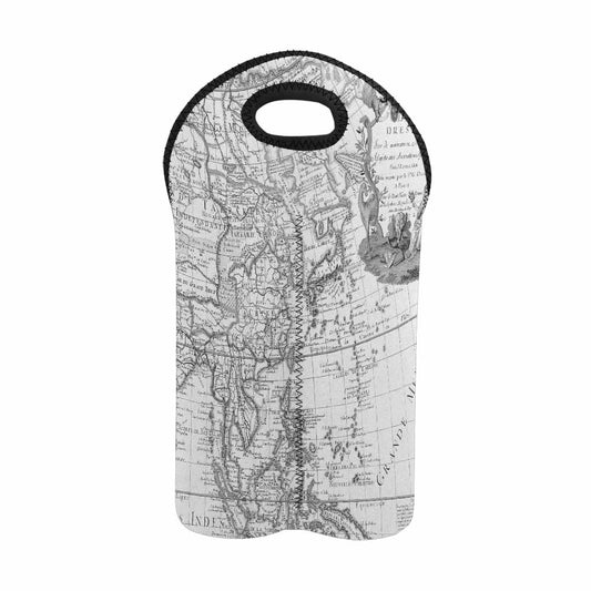 2 Bottle Antique map wine bag,Design 08