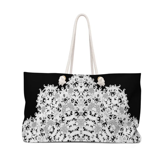Victorian lace print weekender bag, large, design 50