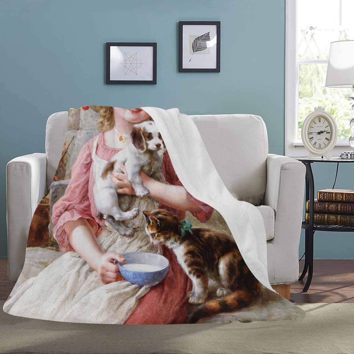 Victorian Girl Design BLANKET, LARGE 60 in x 80 in, New Friends