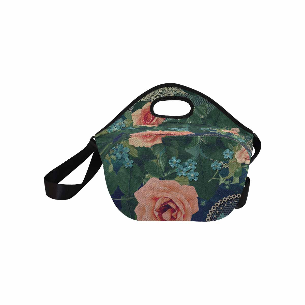 Victorian lace print insulated lunch bag, design 01