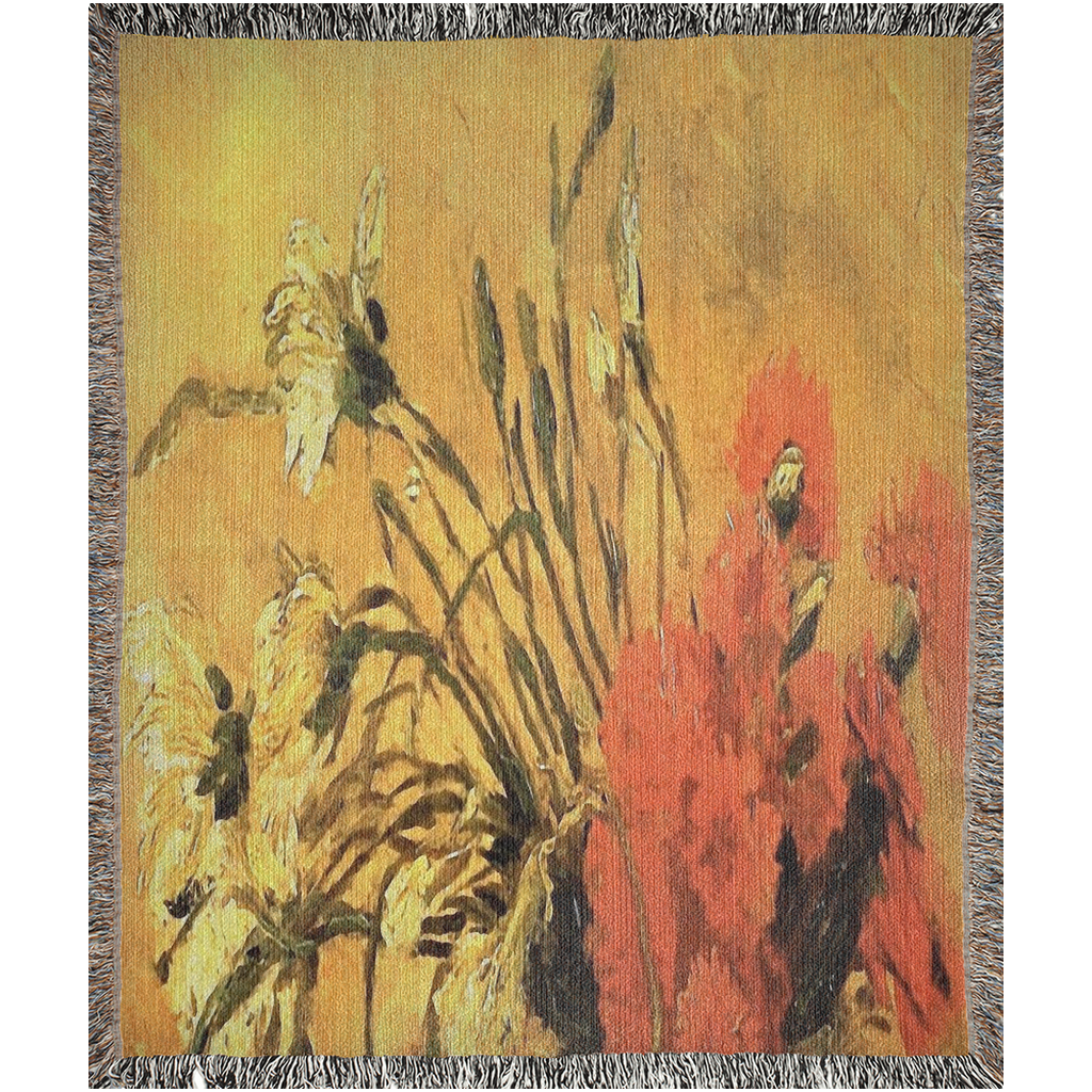 100% cotton Vintage Floral design woven blanket, 50 x 60 or 60 x 80in, Design 61