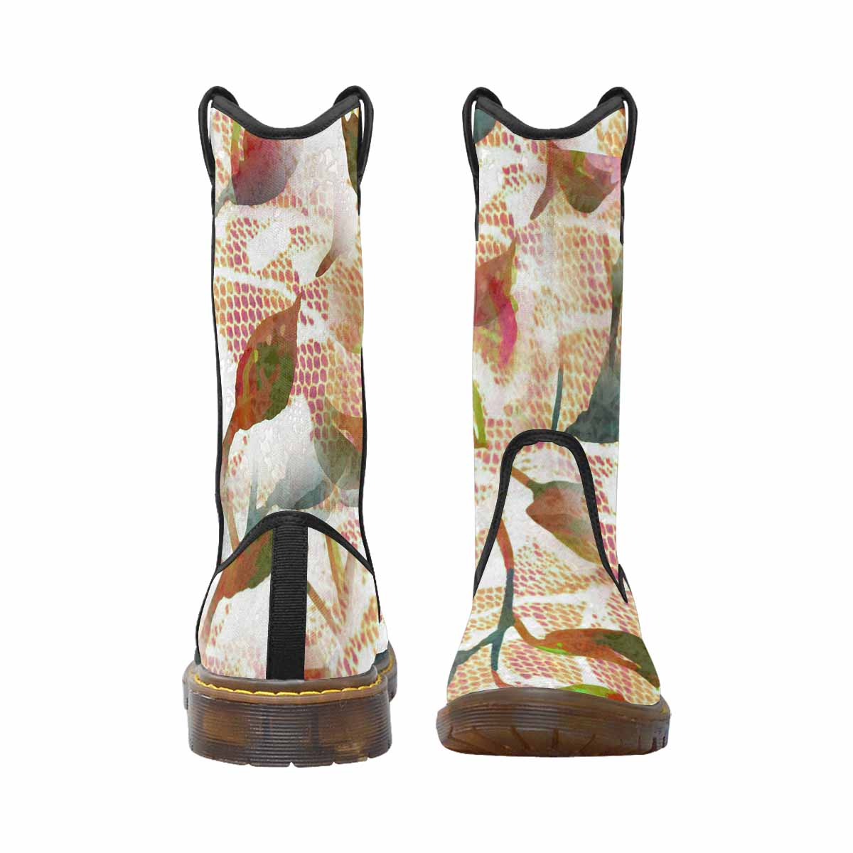 Victorian lace print, western lumber boots, design 52