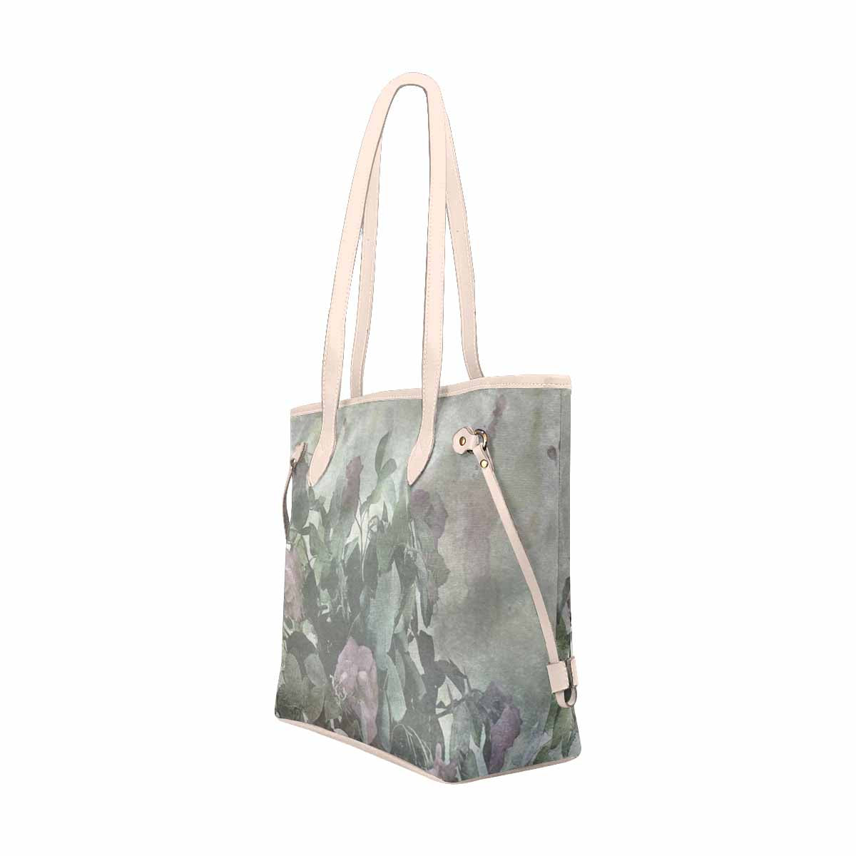 Vintage Floral Handbag, Classic Handbag, Mod 1695361 Design 23, BEIGE/TAN TRIM