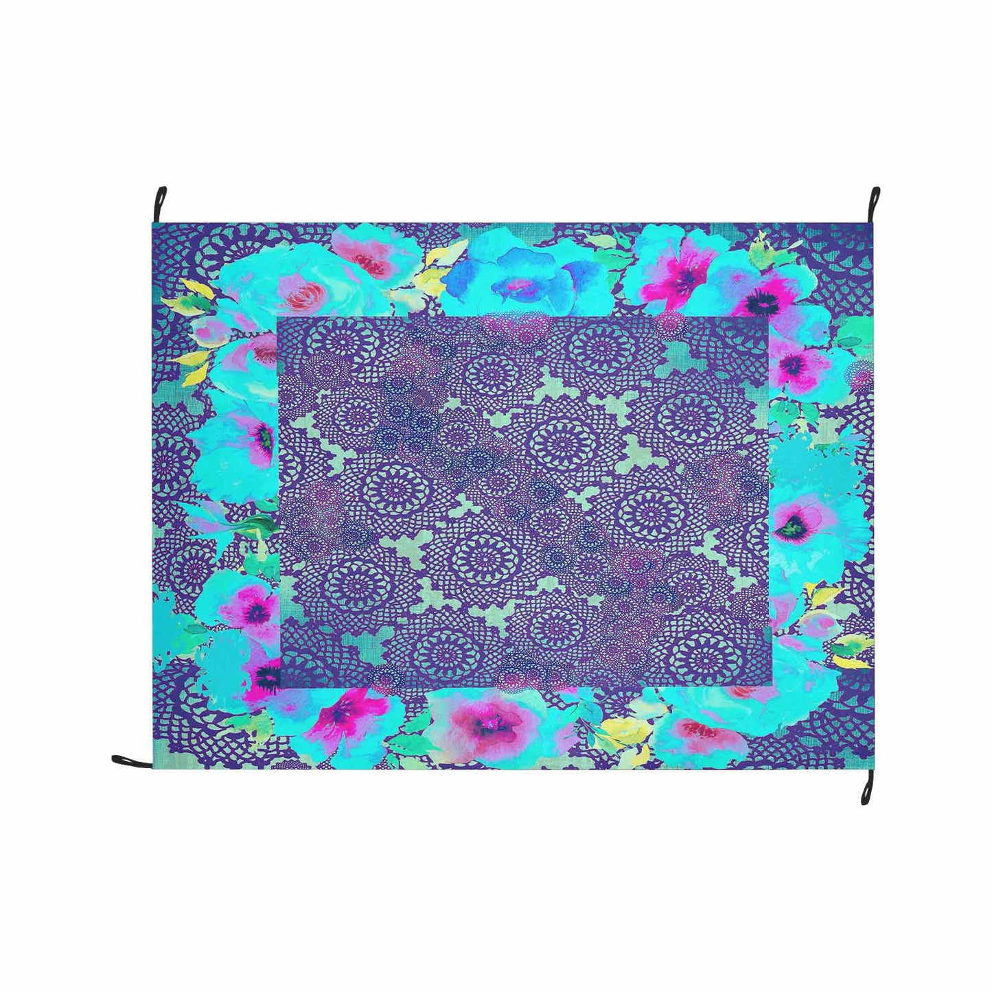 Victorian lace print waterproof picnic mat, 69 x 55in, design 14