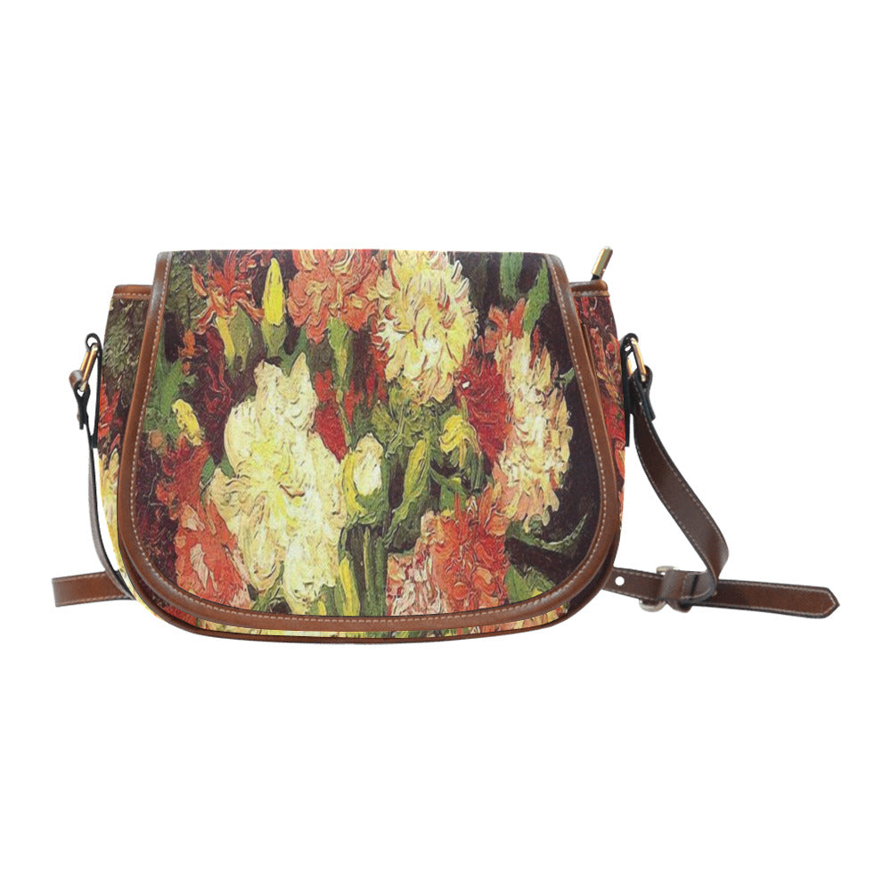 Vintage floral handbag, Design 33 Model 1695341 Saddle Bag/Large (Model 1649)