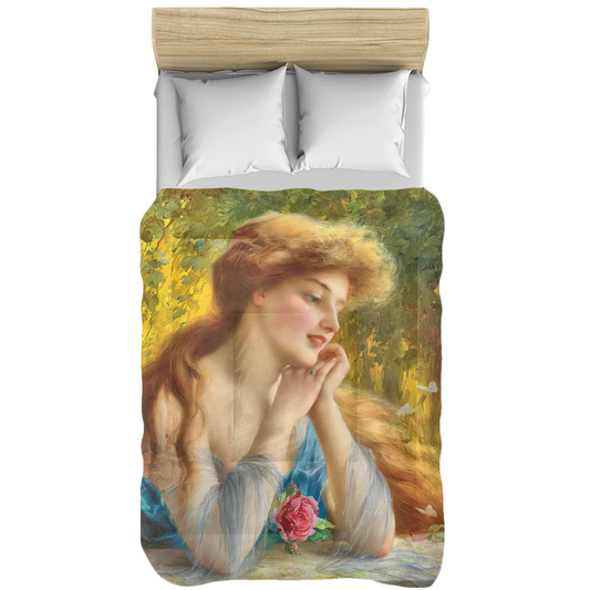 Victorian lady design comforter, twin, twin XL, queen or king, Reverie 2