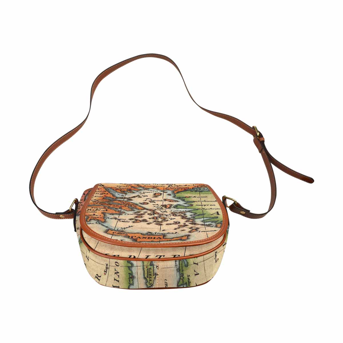 Antique Map design Handbag, saddle bag, Design 22