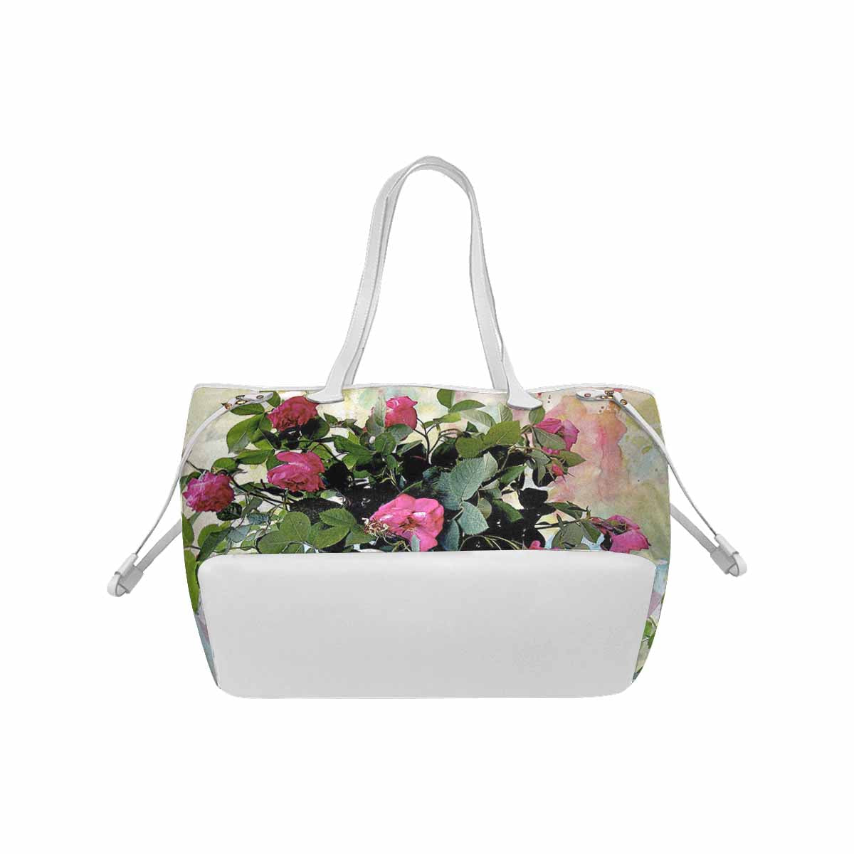 Vintage Floral Handbag, Classic Handbag, Mod 1695361 Design 22, WHITE TRIM
