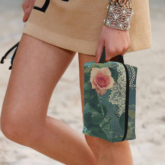 Victorian lace print toiletry comestic bag, design 01