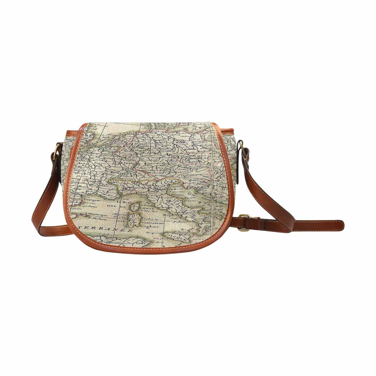 Antique Map design Handbag, saddle bag, Design 3
