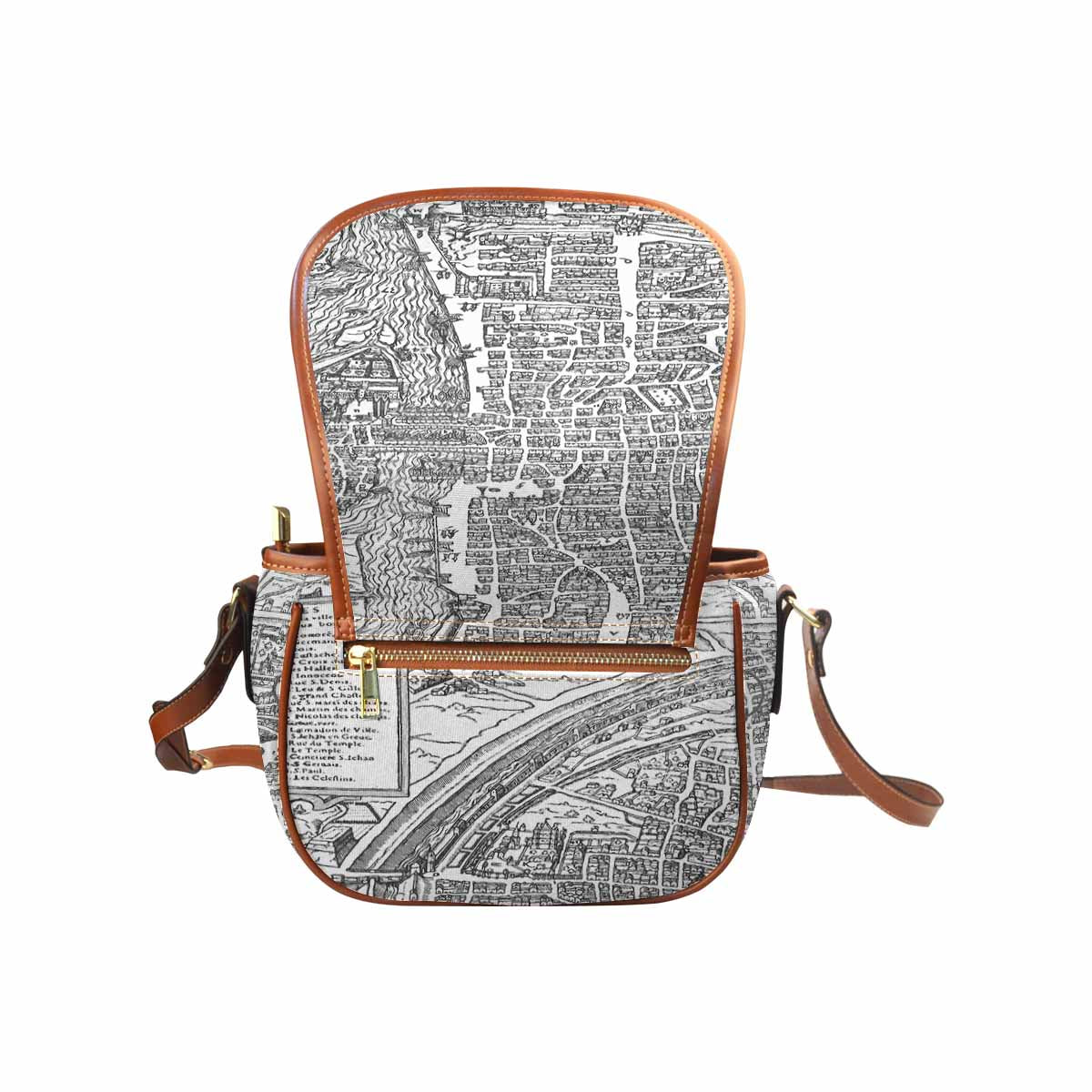 Antique Map design Handbag, saddle bag, Design 47