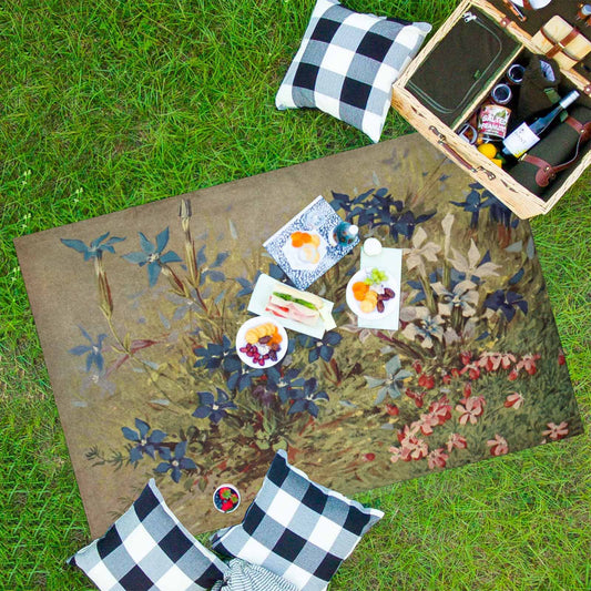 Vintage Floral waterproof picnic mat, 81 x 55in, Design 39