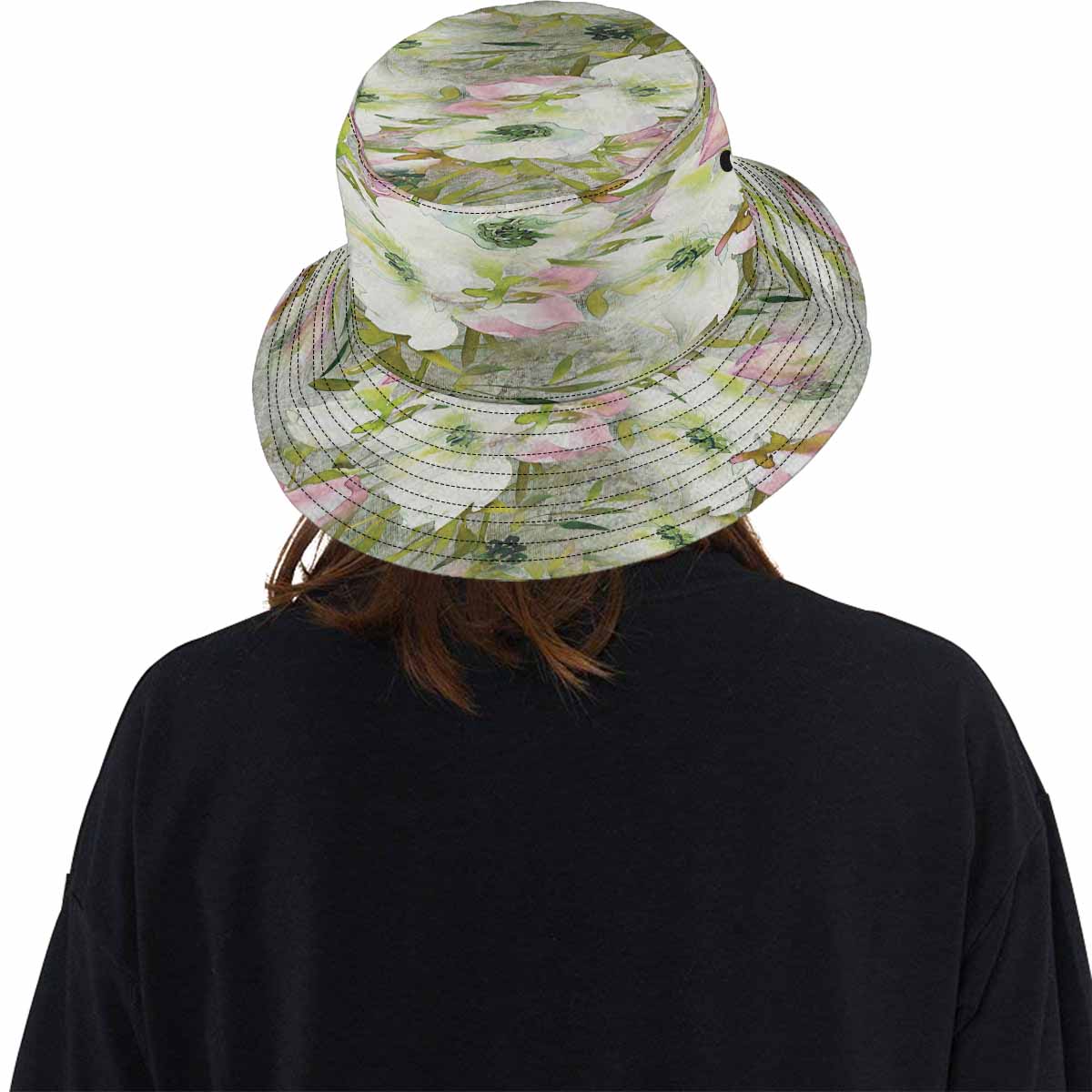 Vintage floral unisex bucket boonie Hat, outdoors hat, Design 03