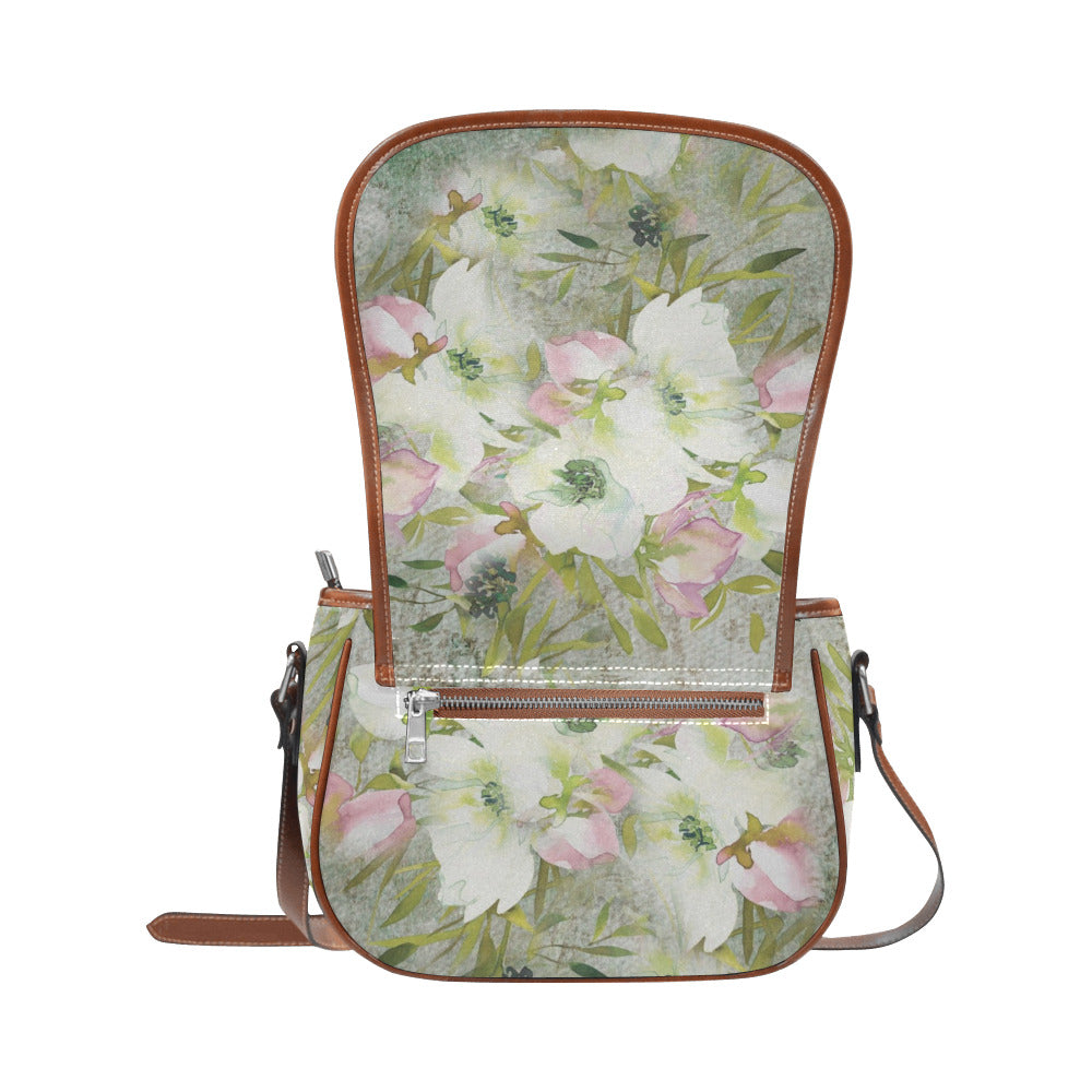 Vintage floral handbag, Design 03 Model 1695341 Saddle Bag/Large (Model 1649)