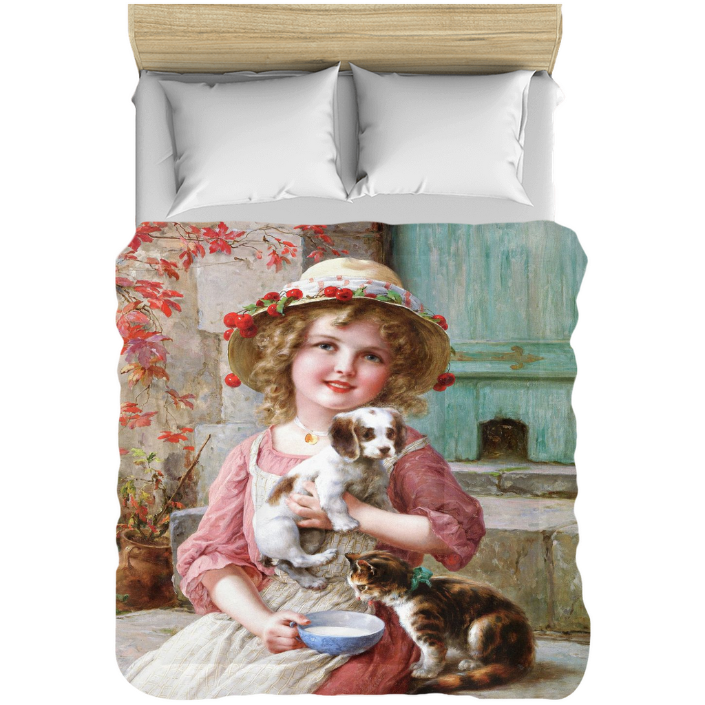 Victorian lady design comforter, twin, twin XL, queen or king, New Friends