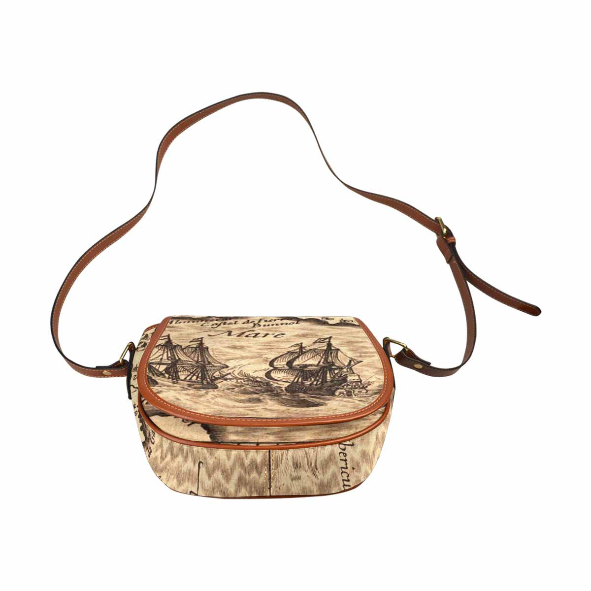 Antique Map design Handbag, saddle bag, Design 25