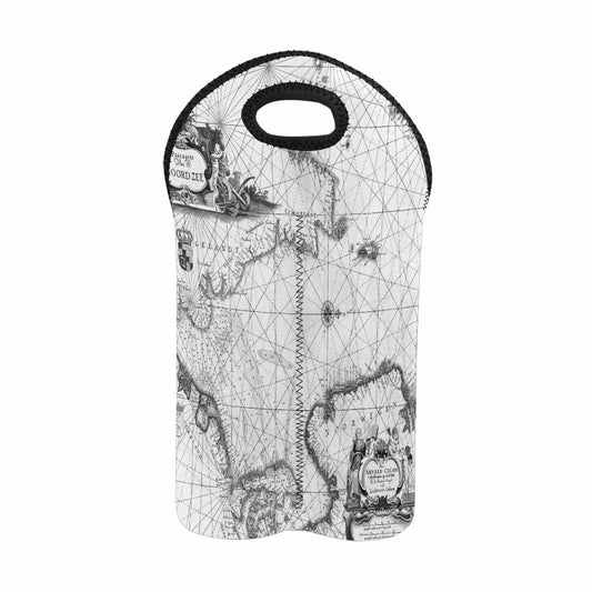 2 Bottle Antique map wine bag,Design 05