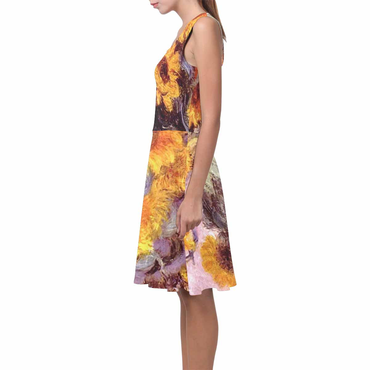 Vintage floral short summer flare dress,  XS to 3XL plus size, model D09534 Design 49