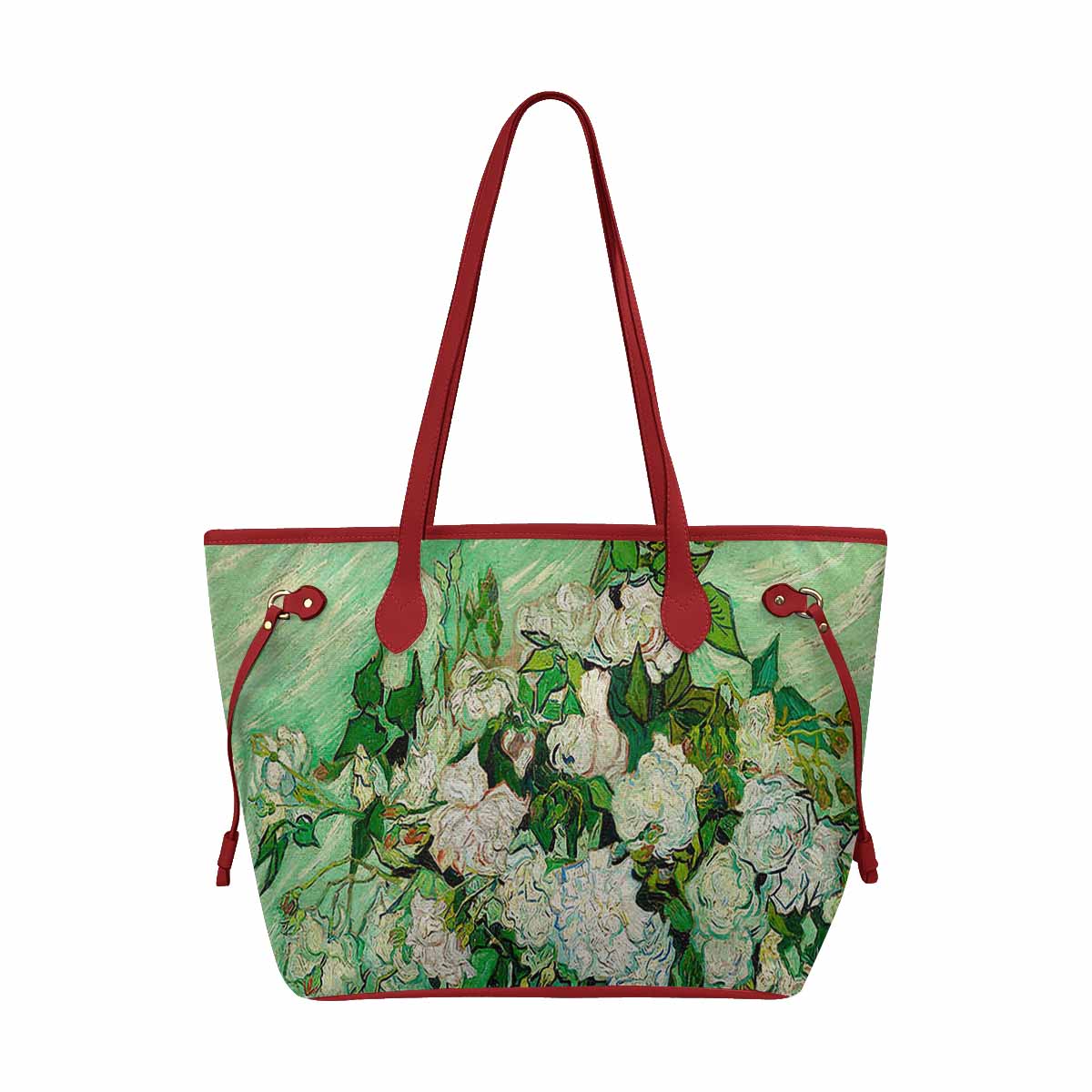 Vintage Floral Handbag, Classic Handbag, Mod 1695361 Design 45, RED TRIM