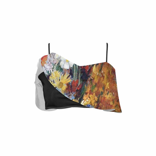 Vintage floral flounce bikini top, Design 41