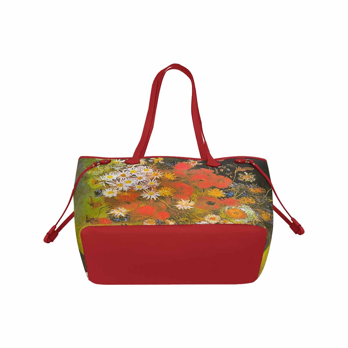 Vintage Floral Handbag, Classic Handbag, Mod 1695361 Design 60, RED TRIM