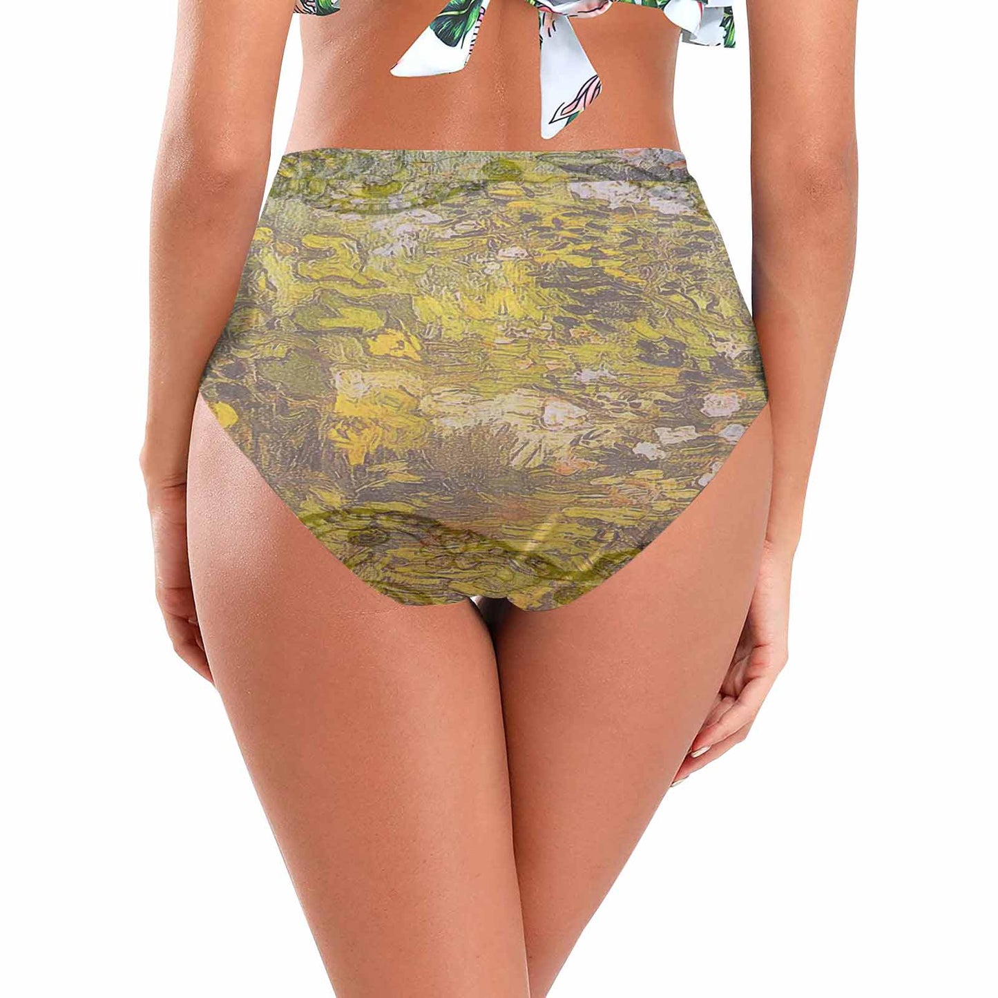 Vintage floral High waist bikini bottom, Design 05x