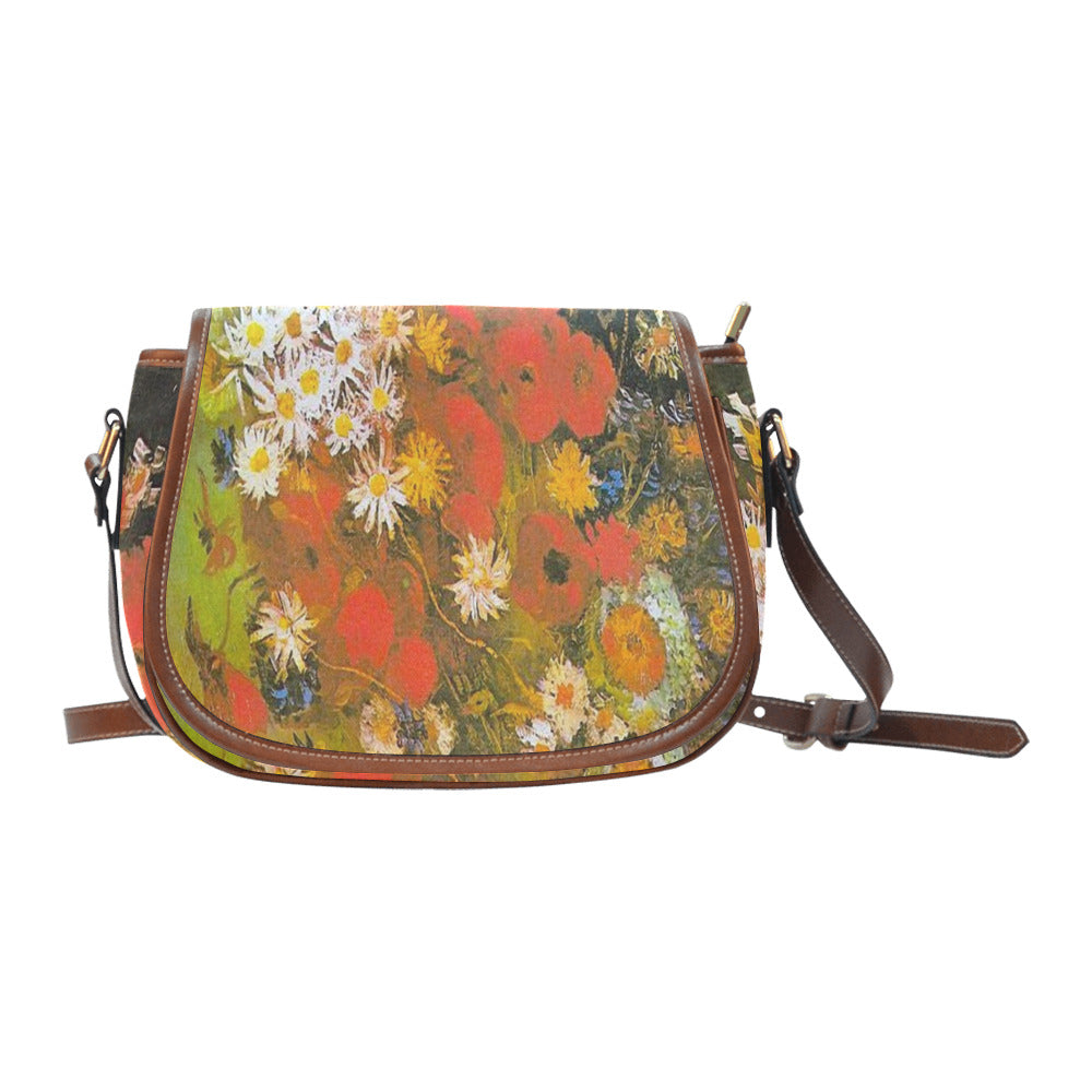 Vintage floral handbag, Design 60 Model 1695341 Saddle Bag/Large (Model 1649)