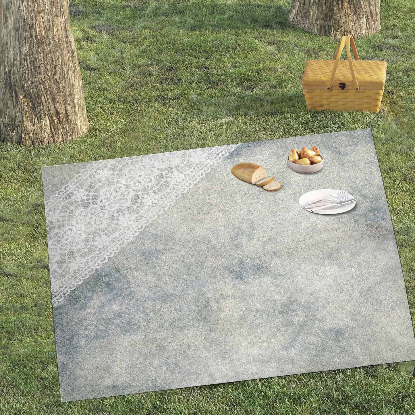 Victorian lace print waterproof picnic mat, 69 x 55in, design 36