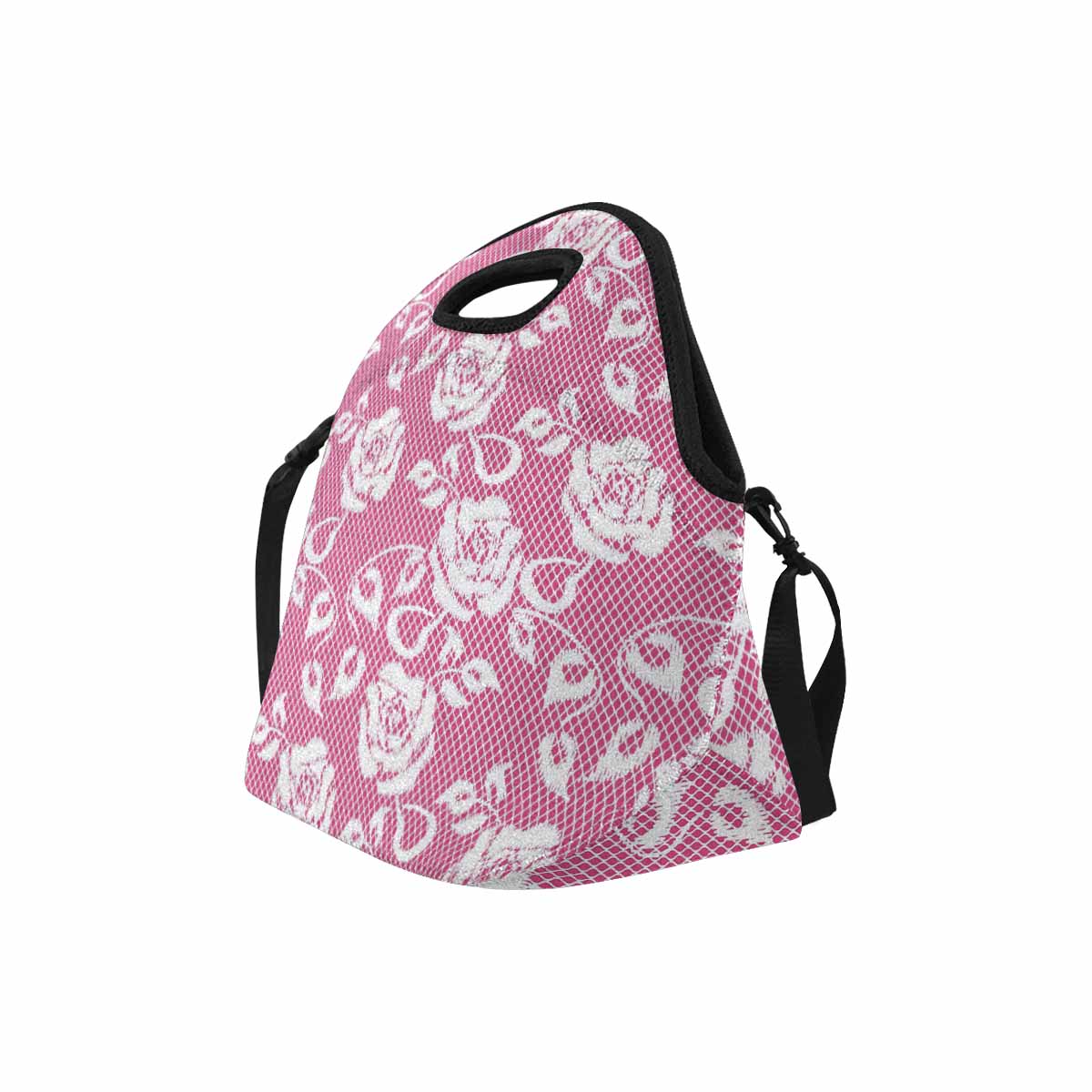 Victorian lace print insulated lunch bag, design 17