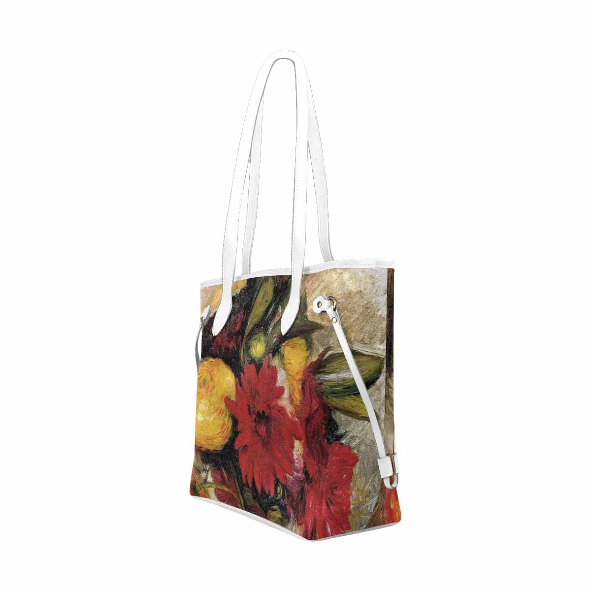 Vintage Floral Handbag, Classic Handbag, Mod 1695361 Design 25, WHITE TRIM