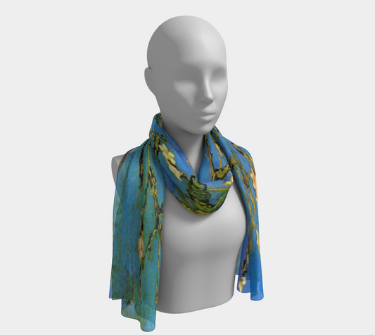 Vintage floral RECTANGLE satin charmeuse scarf, Design 20