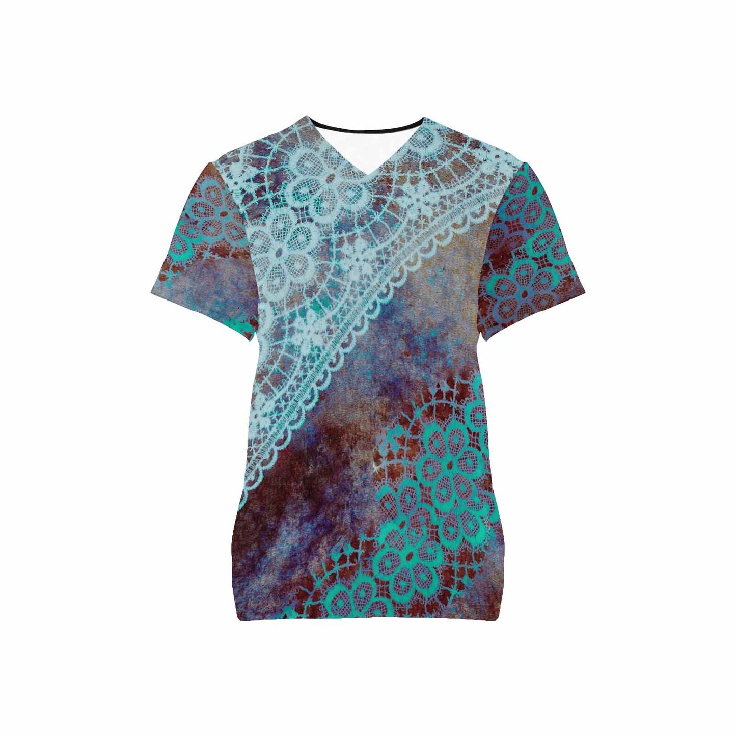 Victorian lace print professional scrubs, nurses scrub, unisex, design 37