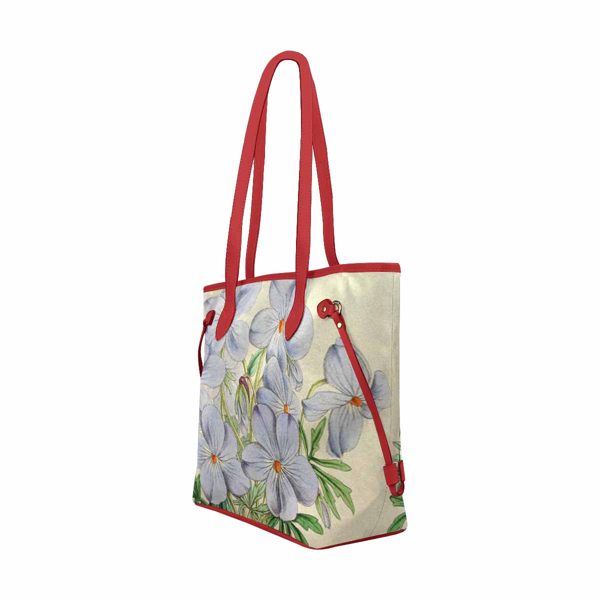 Vintage Floral Handbag, Classic Handbag, Mod 1695361 Design 13, RED TRIM