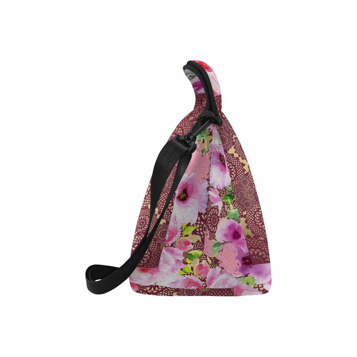 Victorian lace print insulated lunch bag, design 13