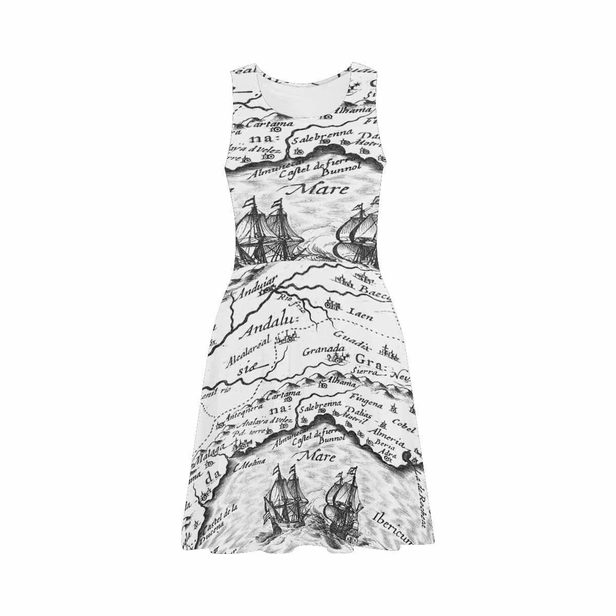 Antique Map casual summer dress, MODEL 09534, design 16